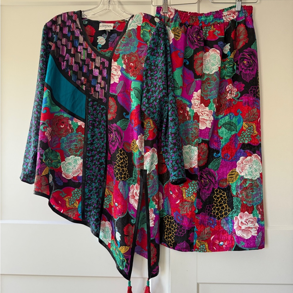 Vintage Maggie Shepherd Patchwork Set Asymmetrical Boho Artsy Resort Eclectic